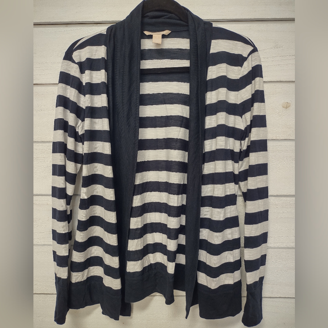 Banana Republic Black And White Striped Lightweight Cardigan